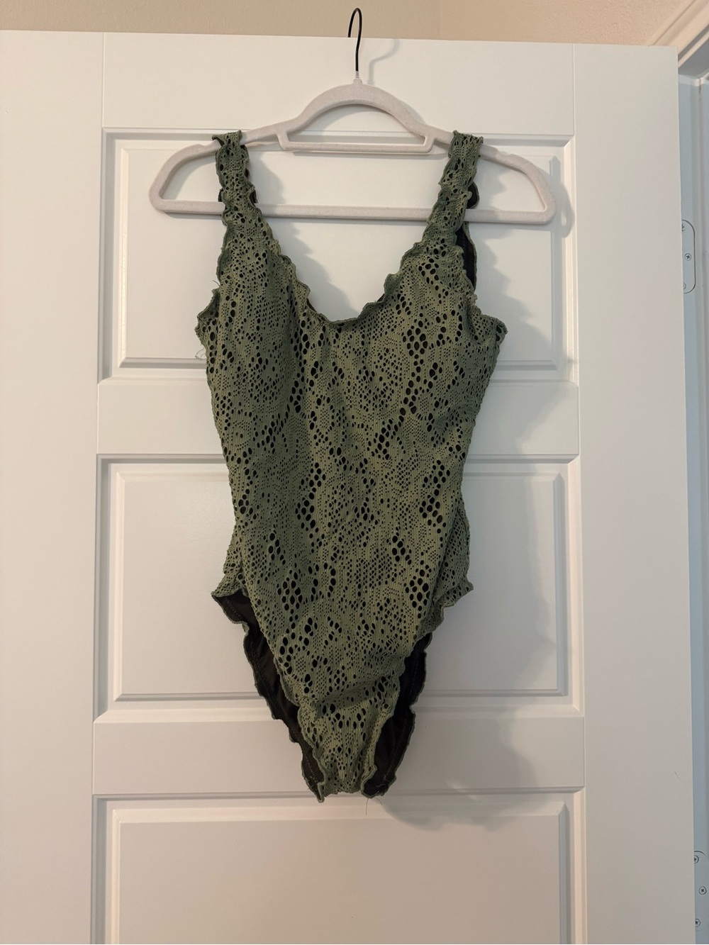 Women’s Olive Green Crochet One-Piece Swimsuit